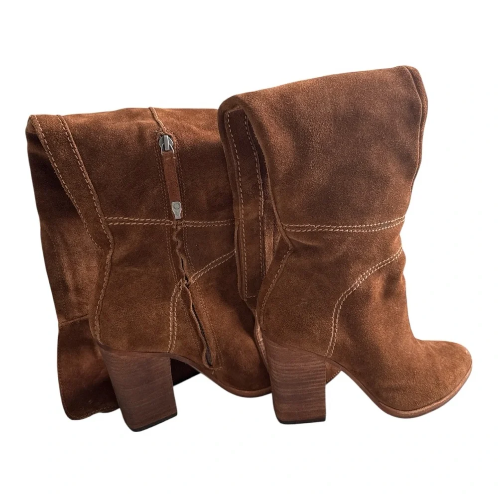 Dolce Vita Ohanna Saddle Suede Over The Knee Boots Stacked Heel Sz 7.5